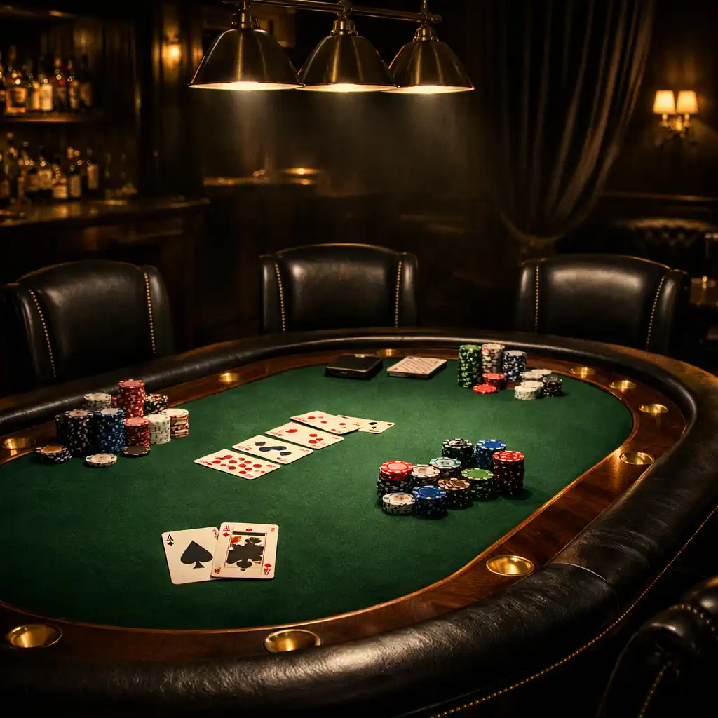 Table de poker professionnelle dans l'espace dédié du Jardin Ardoise