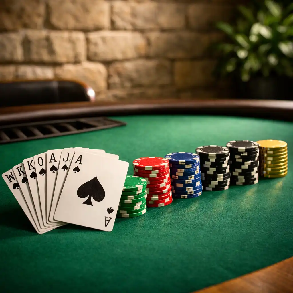 Table de poker professionnelle dans la salle privée de Jardin Ardoise